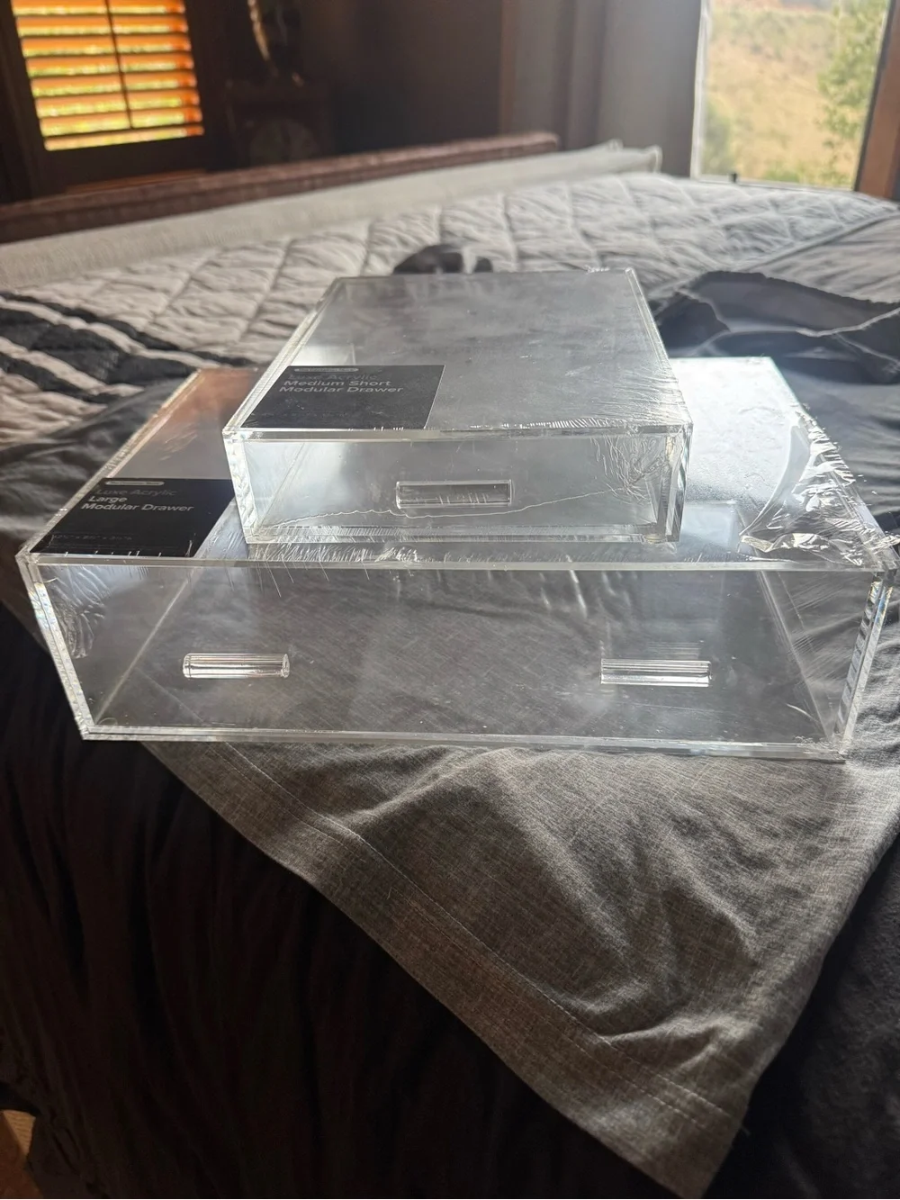 The Container Store Luxe Acrylic Modular System Drawers- set of Medium and Large